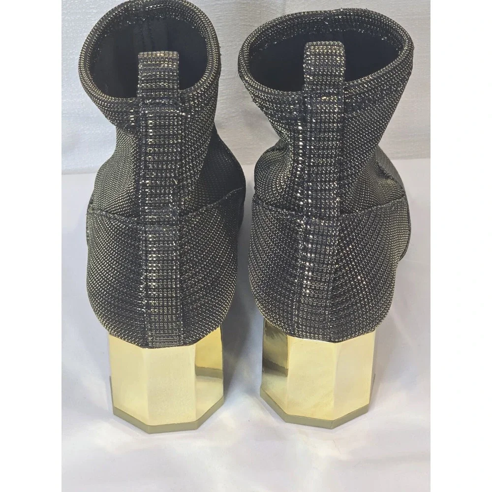 Katy Perry Block Heeled Ankle Boots The Daina Metallic Black SIZE‎ US 5 EU 35.5